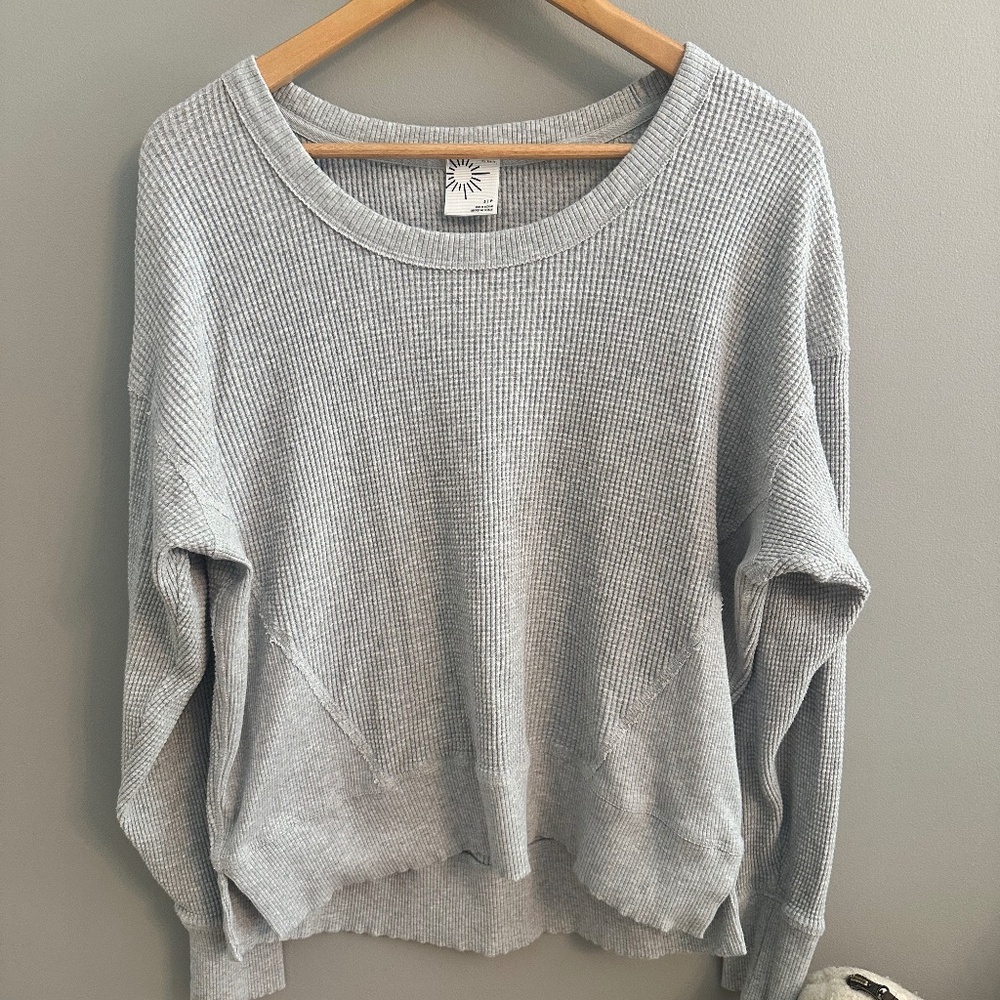 Aerie offline grey waffle LS
